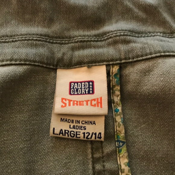 Faded Glory denim Olive Grn Jacket 12 14 L - Picture 2 of 8